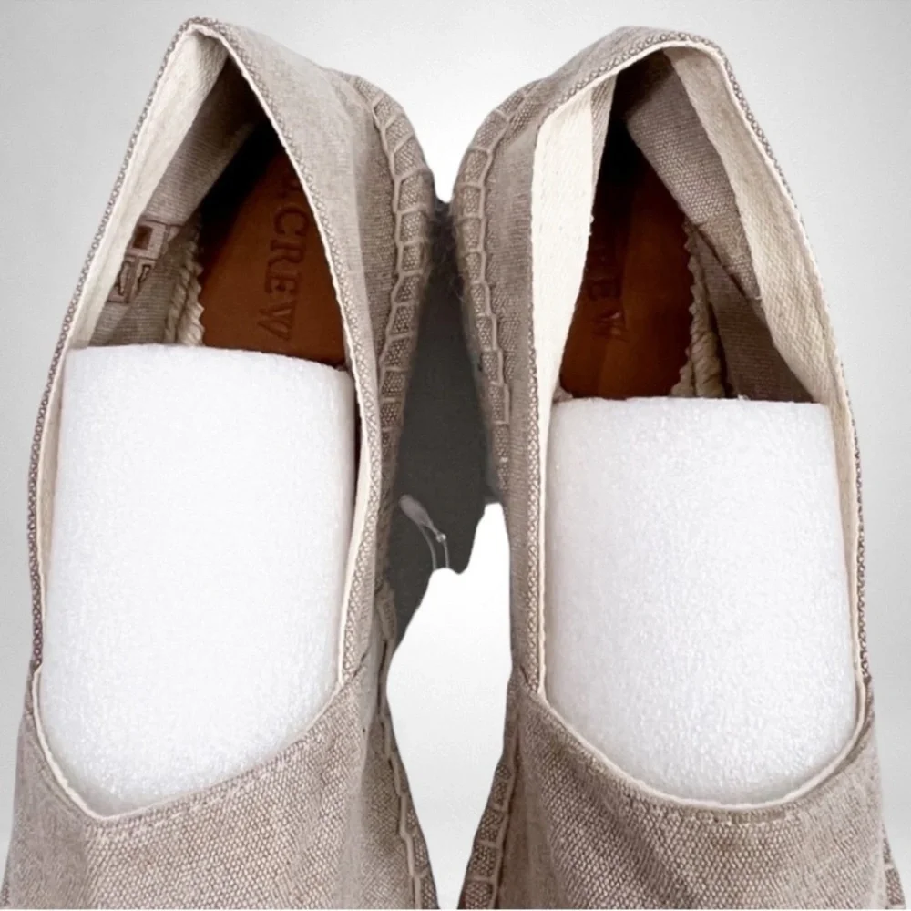J.Crew Flat Canvas & Jute Espadrille Light Beige SZ 10